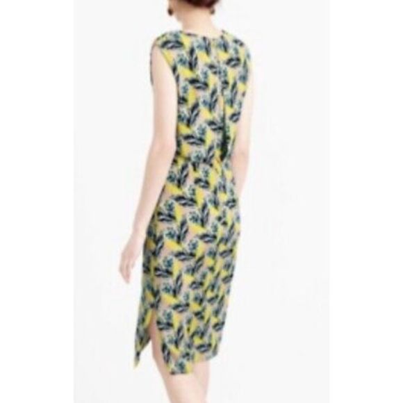 J Crew Silk Yellow and Blue Floral Sleeveless V-neck Midi Dress - Size 00 - Picture 2 of 13